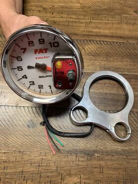 19265 Fat Tach Autometer Pro-cycle Gauge 5in 10k Rpm Shift- Lite 2&4 Cyl White