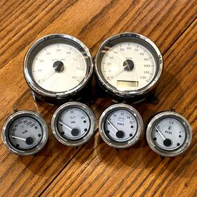 67251-04a Oem Harley 04-13 Touring Speedo Tachometer Fuel Air Volt Oil Gauges Silver
