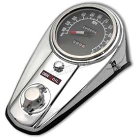 39-0907 V-twin Manufacturing Mfg Chrome Two Light Dash Panel Kit With 2 1 Ratio Speedometer -