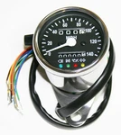 Custom Mini 2.25" Speedometer (mph) 60MPH=2240RPM Led Chrome Body Black Face. Fixed Price $79.45.