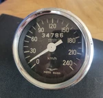 Moto Guzzi Veglia Borletti Speedometer, 80MM, 240 Km/h. Fixed Price $100.00.